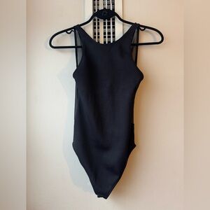 Black High Neck / Deep V Bodysuit